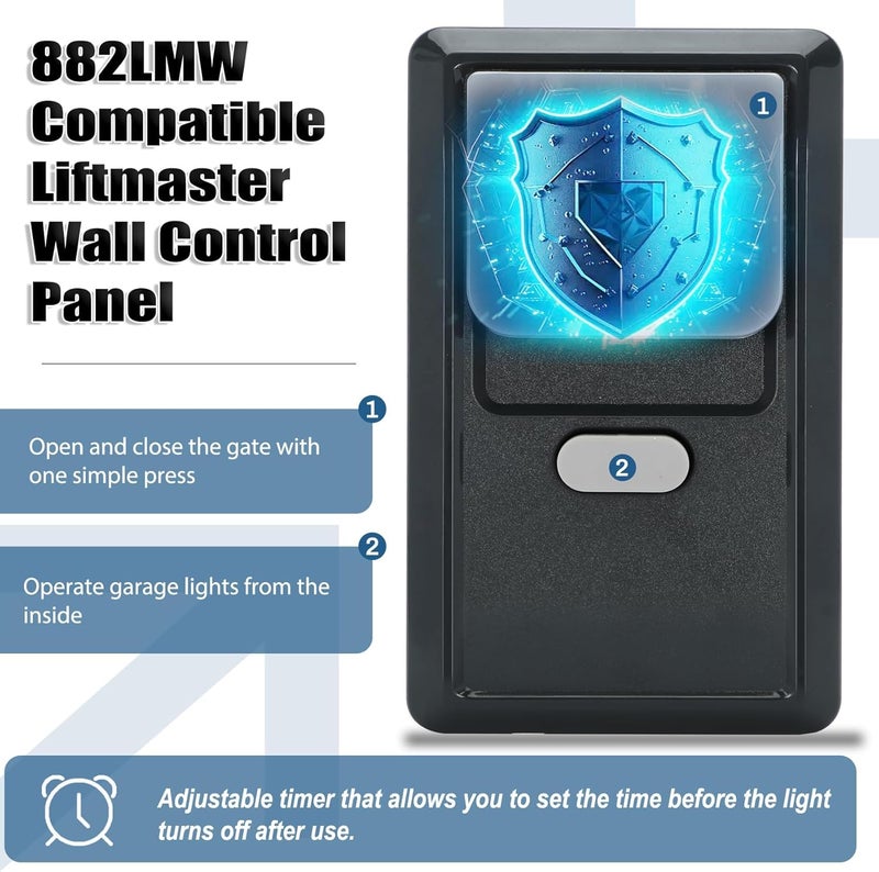 Pevxou 882LMW Multi-Function Wall Control Panel, Compatible only with liftMaster Security+ 2.0 MyQ Garage Door Openers, Wired Garage Door Control Panel（2 Pack） - Image 4